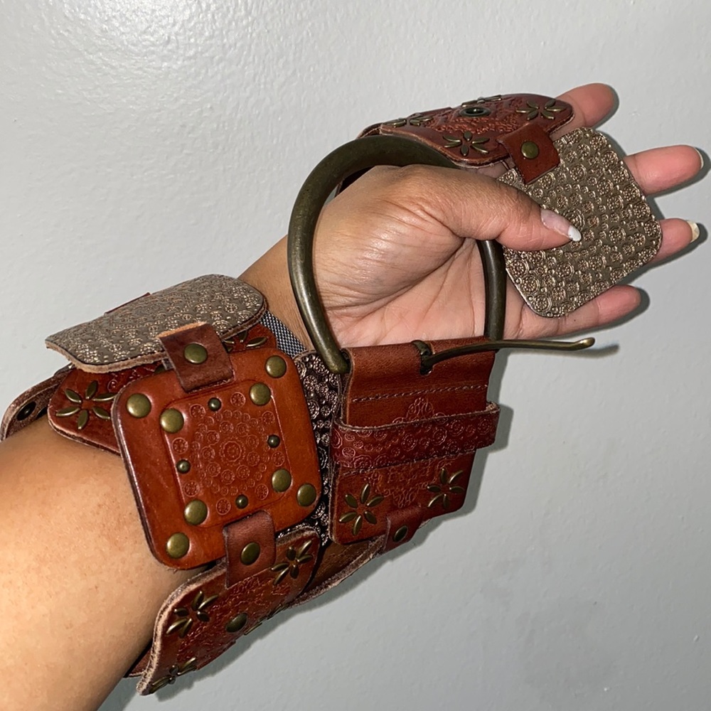 Fossil leather belt big buckle